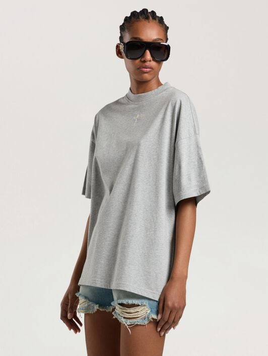 Palm Shadow Loose T-Shirt PALM ANGELS Palm Shadow Loose T-Shirt GREY MELANGE - OFF WHITE PAWAA05W26JR03