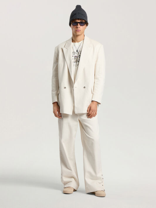 PALM ANGELS Palm Tree Loose Trousers OFF WHITE - SILVER PAMCA03F26FB01