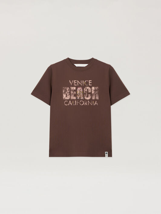Cali Vibes Regular T-Shirt PALM ANGELS Cali Vibes Regular T-Shirt BROWN - PINK PAWAA06F26JR03