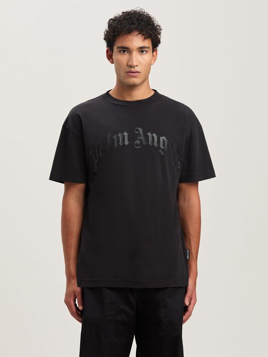 PALM ANGELS  Curved Logo T-shirt BLACK - BLACK PMAA001S25JER004