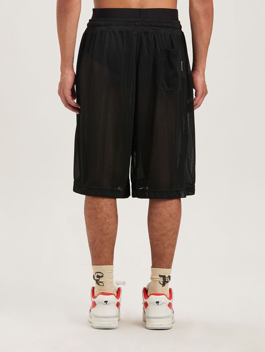 PALM ANGELS  Palm Sport bermuda BLACK - OFF WHITE PMCI022S25FAB002