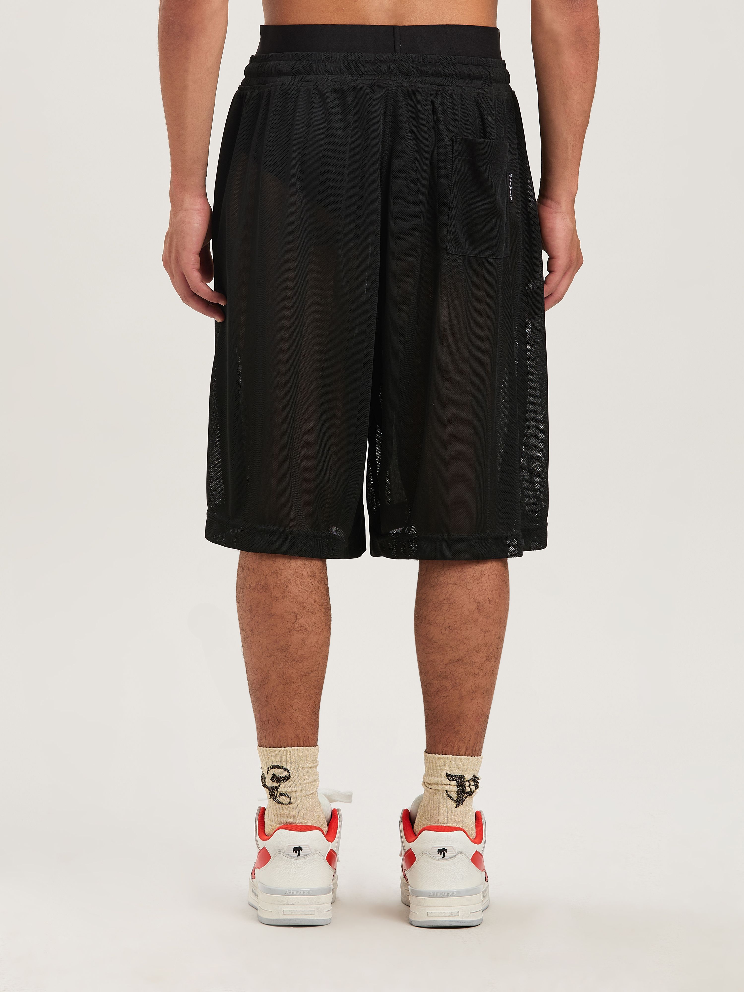 PALM ANGELS  Palm Sport bermuda BLACK - OFF WHITE PMCI022S25FAB002