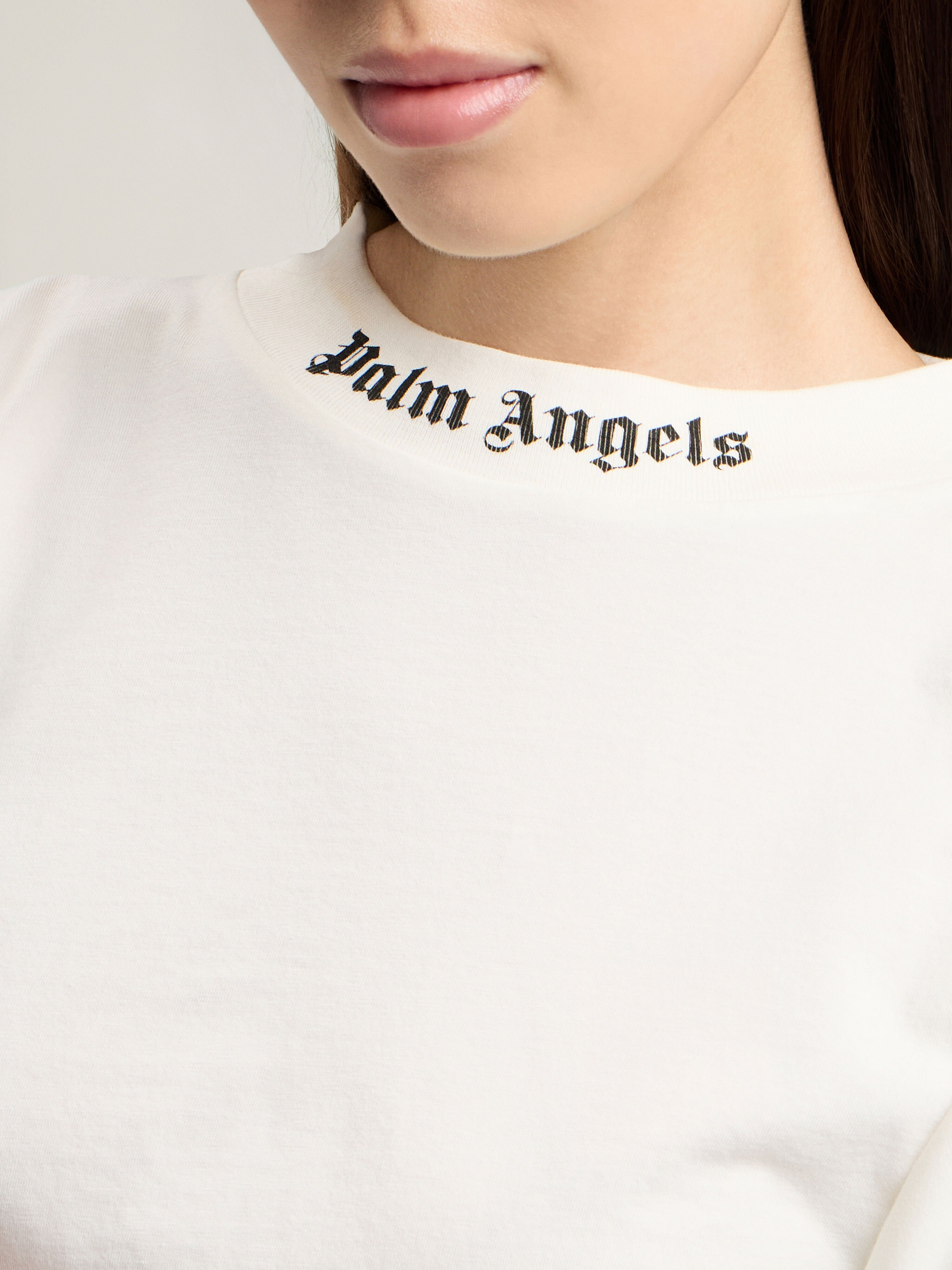 Classic Logo Mini T-Shirt in OFF WHITE BLACK for Women | Palm Angels®