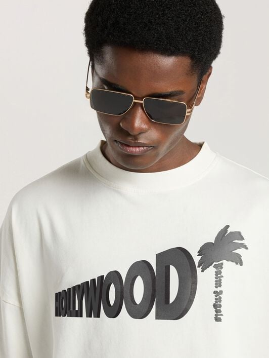 Sunset Blvd Palm Loose T-Shirt PALM ANGELS Sunset Blvd Palm Loose T-Shirt OFF WHITE - BLACK PAMAA03W26JR07