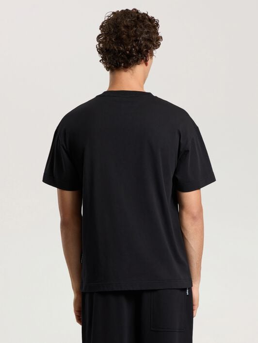 Stamp Logo Regular T-Shirt PALM ANGELS Stamp Logo Regular T-Shirt BLACK - OFF WHITE PAMAA01F26JR05