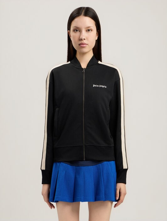 PALM ANGELS Classic Logo Track Bomber Jacket BLACK OFF WHITE PWBD050S26FAB001