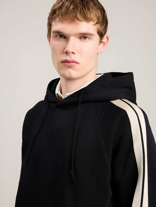 PALM ANGELS Back Curved Logo Track Hoodie BLACK OFF WHITE PMBB17QS26FLE001