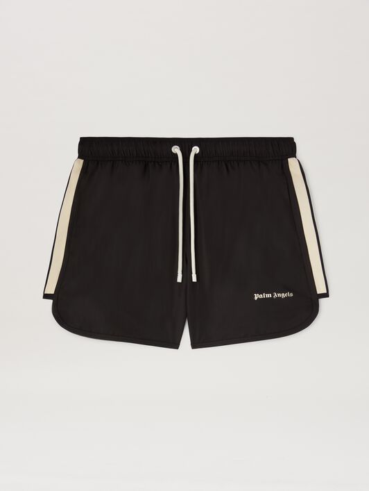 PALM ANGELS  Classic logo Swinshorts BLACK - OFF WHITE PMFD016S25FAB001