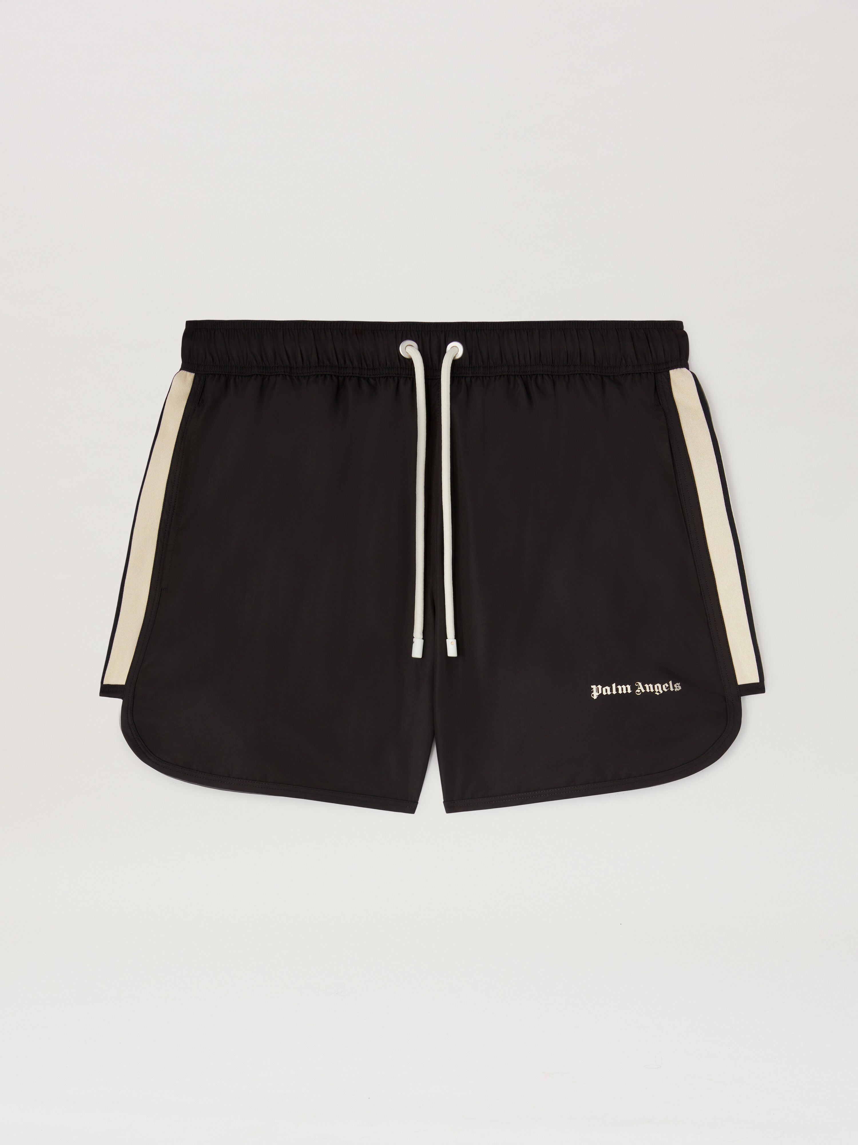 PALM ANGELS  Classic logo Swinshorts BLACK - OFF WHITE PMFD016S25FAB001