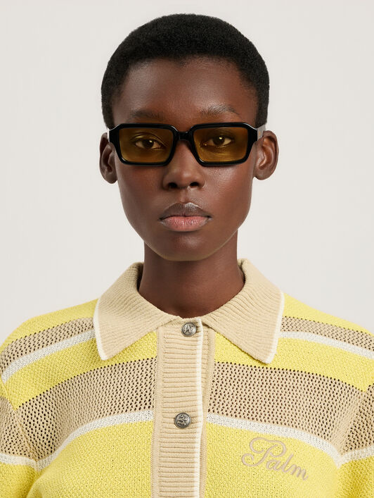 PALM ANGELS Homer Yellow Lens Sunglasses SHINY BLACK PA1025101853