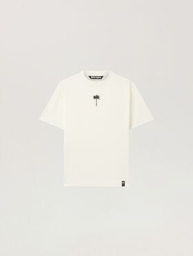 PALM ANGELS Palm Tree Statement Regular T-Shirt OFF WHITE - BLACK PAMAA01W26JR08