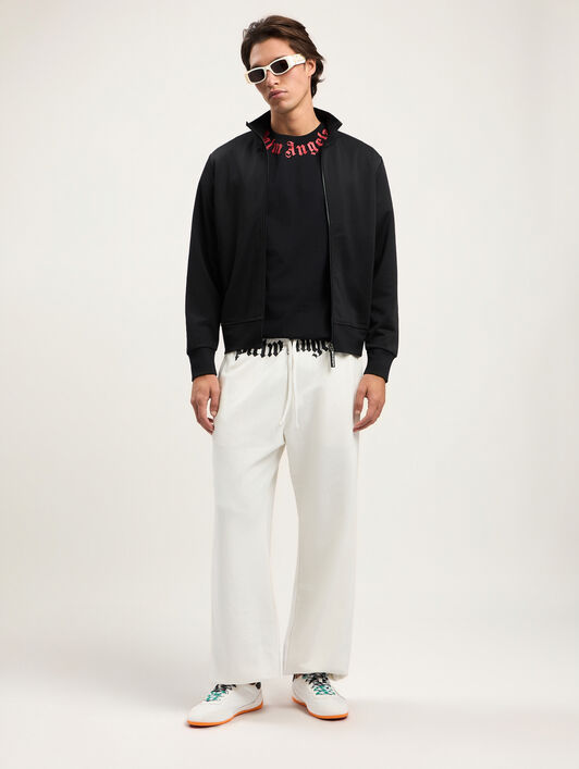 PALM ANGELS Neck Logo T-Shirt BLACK OFF WHITE PMAA109S26JER008