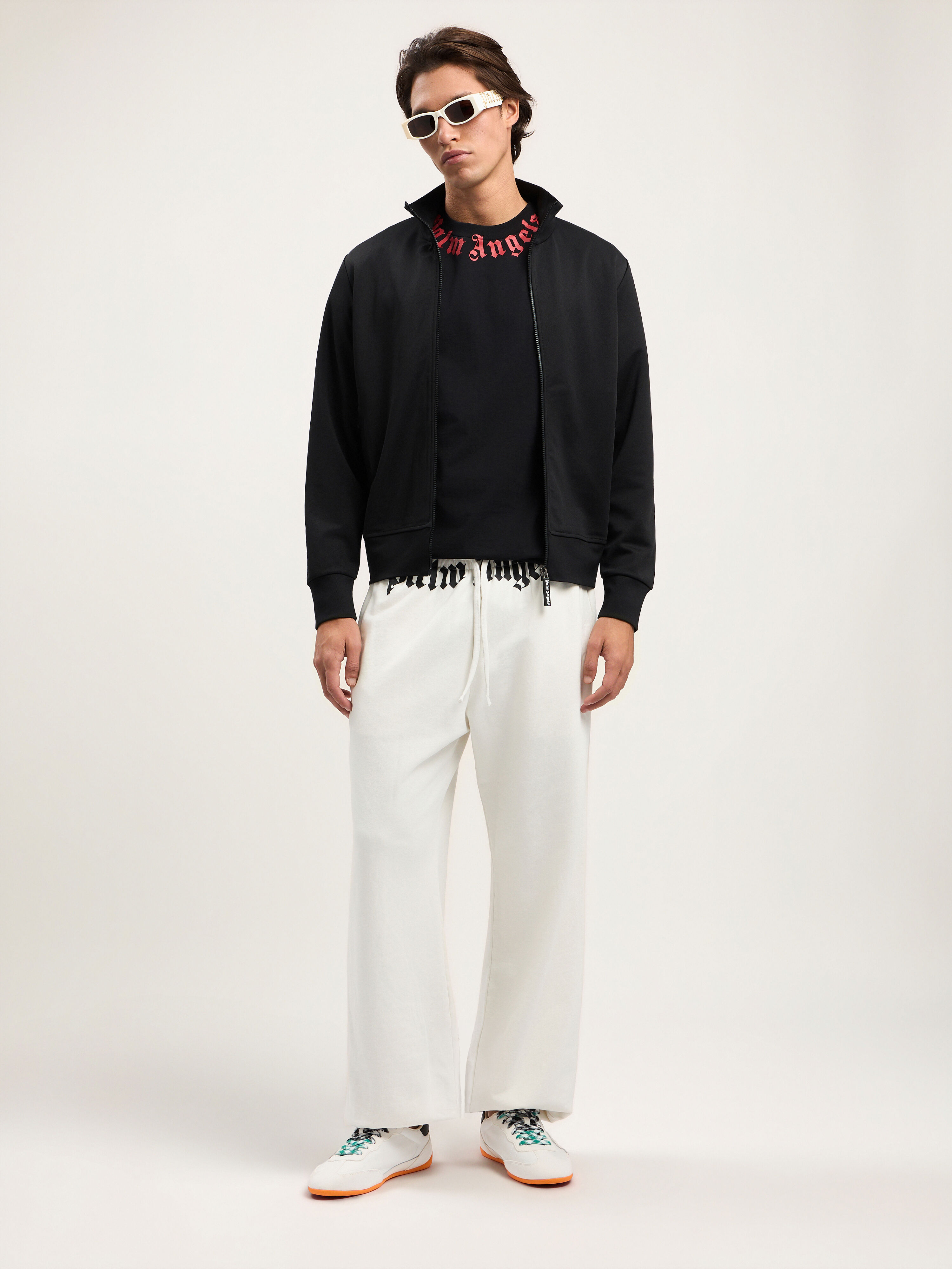 PALM ANGELS Neck Logo T-Shirt BLACK OFF WHITE PMAA109S26JER008