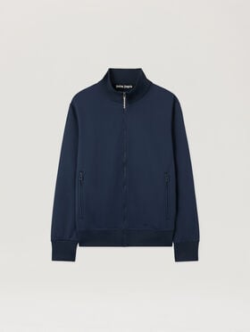 PALM ANGELS Back Curved Logo Track  Top NAVY BLUE OFF WHITE PMBD089S26FAB001