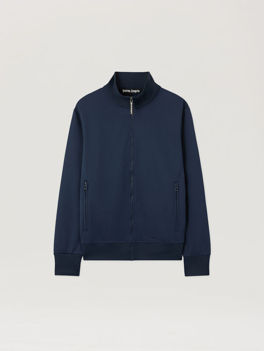 PALM ANGELS Back Curved Logo Track  Top NAVY BLUE OFF WHITE PMBD089S26FAB001