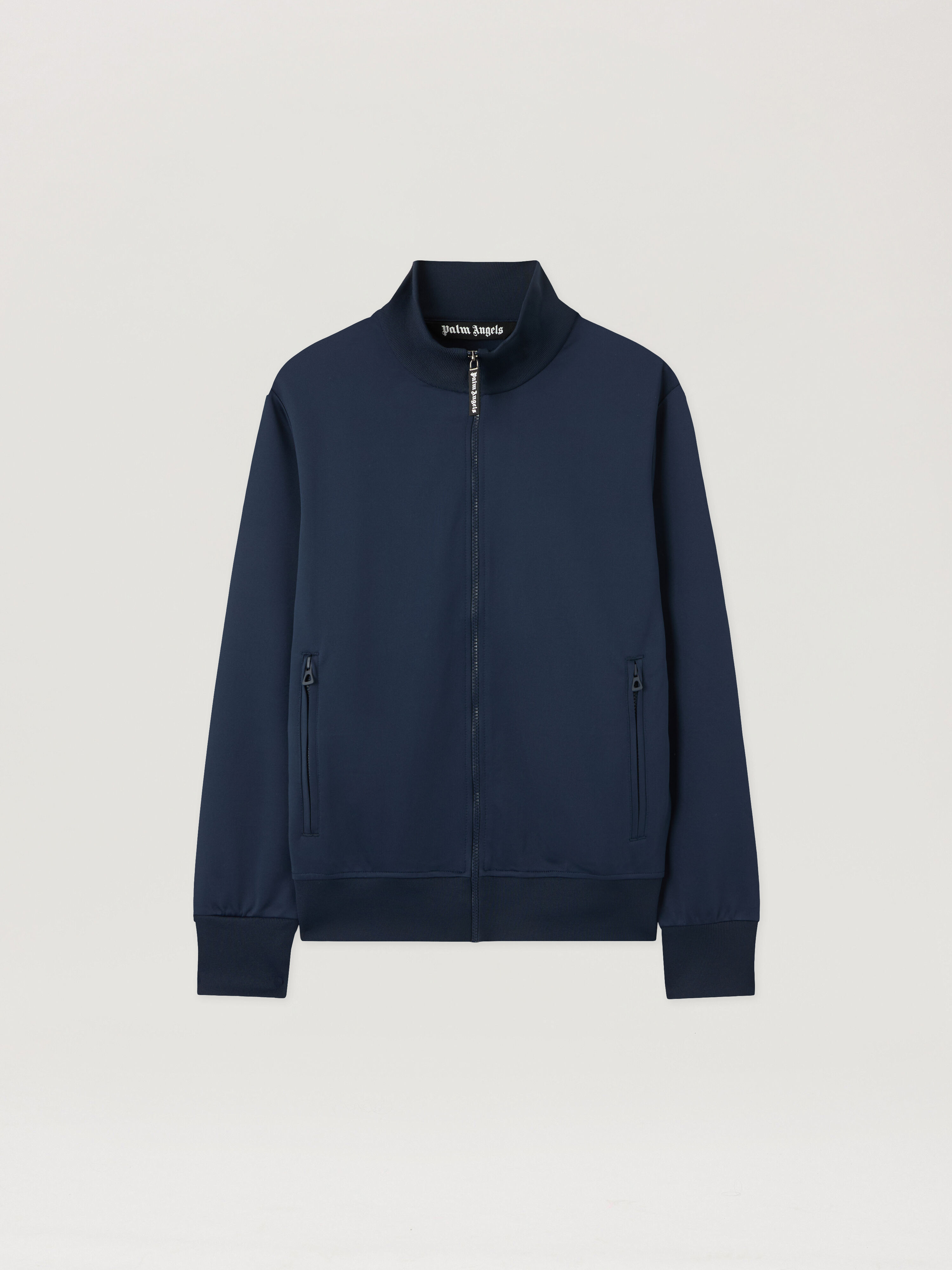 PALM ANGELS Back Curved Logo Track  Top NAVY BLUE OFF WHITE PMBD089S26FAB001