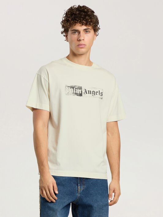 PALM ANGELS T-Shirt Con Logo A Timbro OFF WHITE - BLACK PAMAA01F26JR05