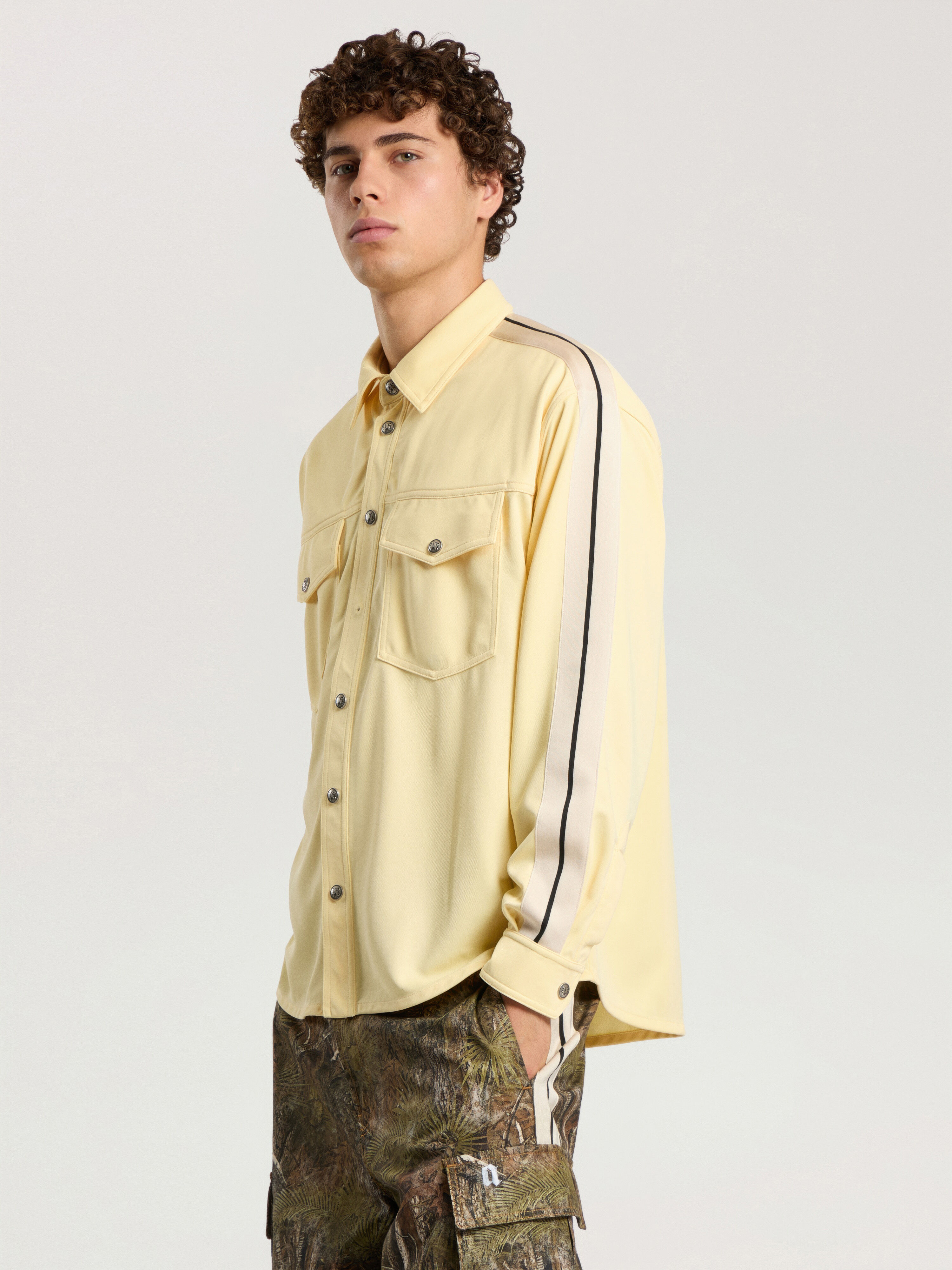 Logo 90' Track Jacket Shirt PALM ANGELS Logo 90' Track Jacket Shirt LIGHT YELLOW - BLACK PAMBN02F26FB01