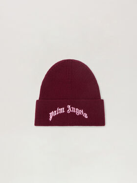 PALM ANGELS Curved Logo Beanie FUCHSIA - PINK PMLC030F25KNI002