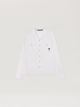 PALM ANGELS Palm Tree Bowling Shirt OFF WHITE - BLACK PAMGE003FB002
