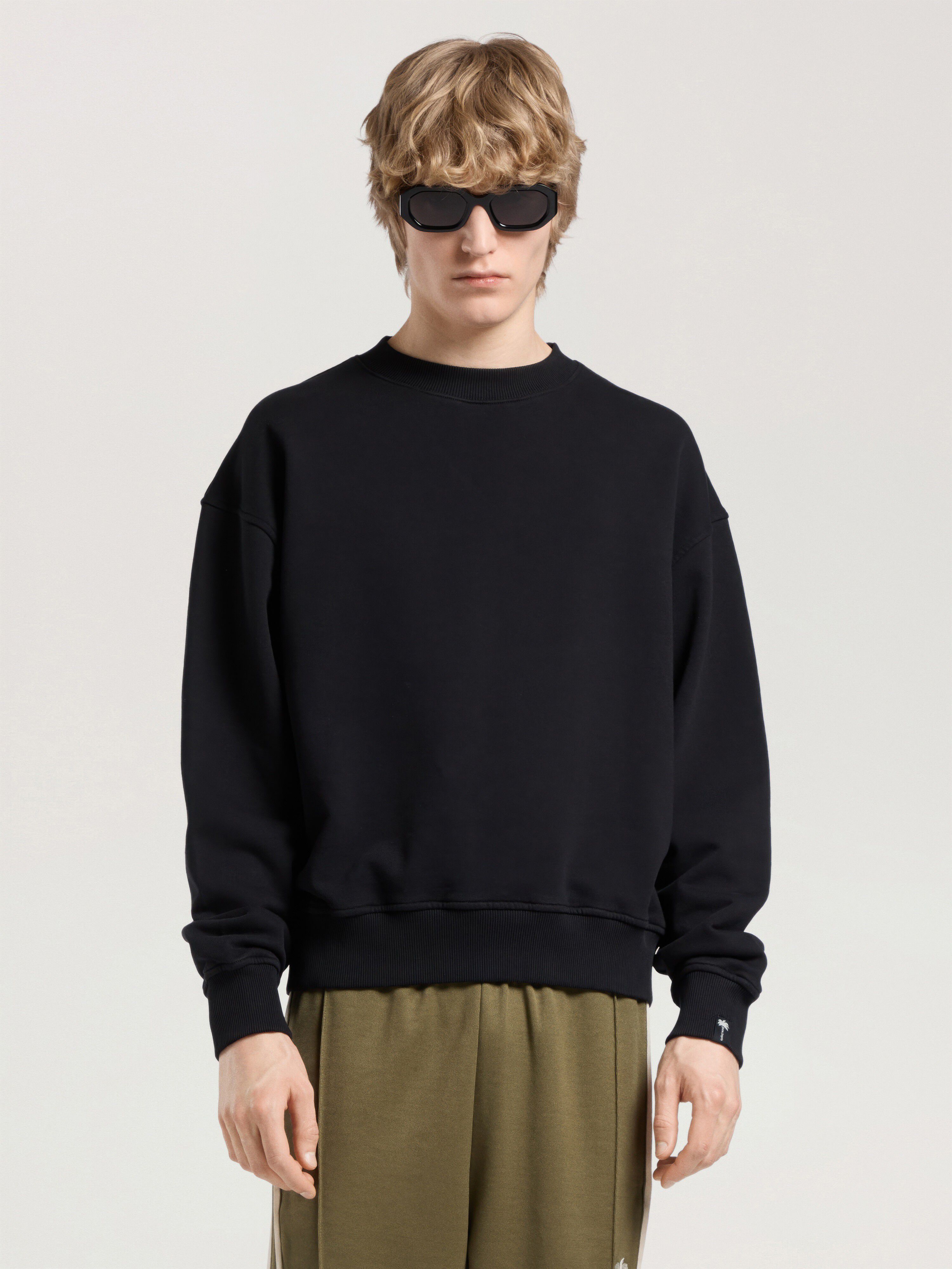 Palm Tree Statement Regular Crewneck PALM ANGELS Palm Tree Statement Regular Crewneck BLACK - OFF WHITE PAMBA03W26FL03