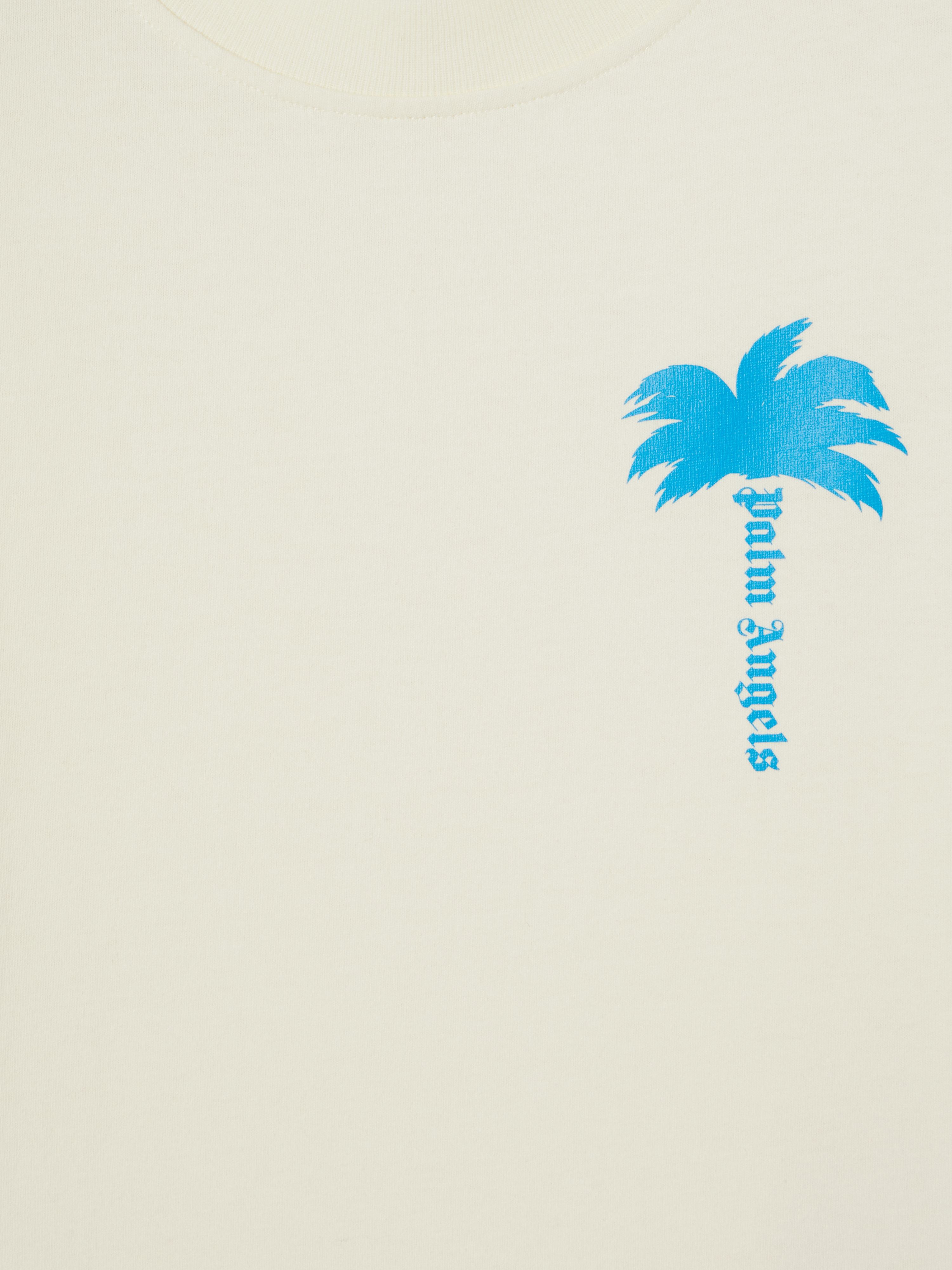 PALM ANGELS  The Palm T-shirt BUTTER BLUE FLUO PBAA003S25JER003
