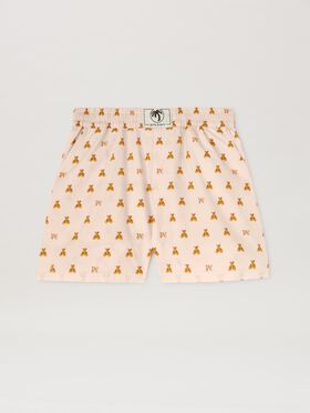 PALM ANGELS  Bear and Monogram Shorts BLACK - OFF WHITE PWCL005C99FAB002