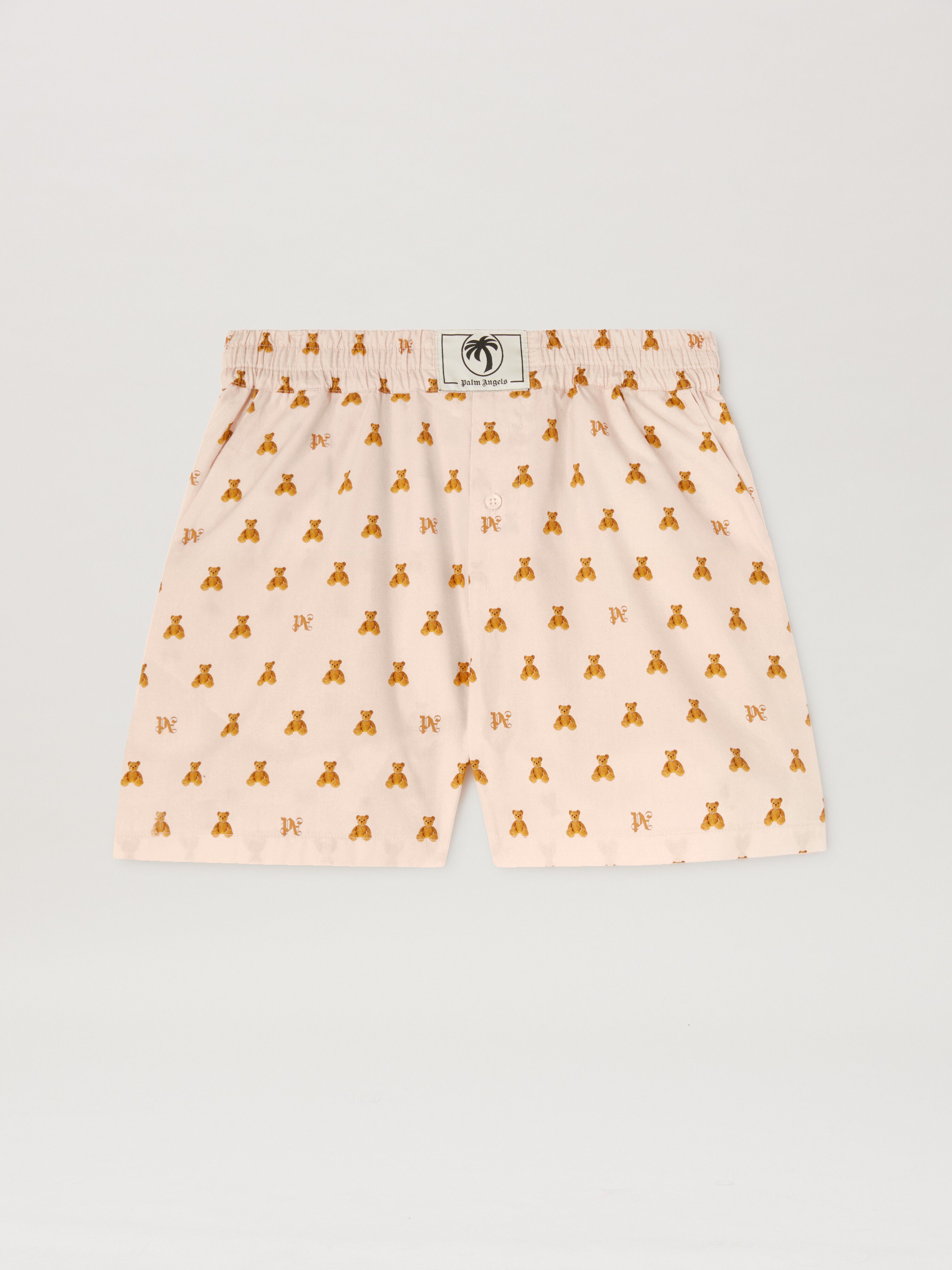 PALM ANGELS  Bear and Monogram Shorts SOFT PINK - BROWN PWCB056S25FAB002