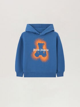 PALM ANGELS Spray Bear Hoodie BLU/BLUE PBBB012S26FLE006