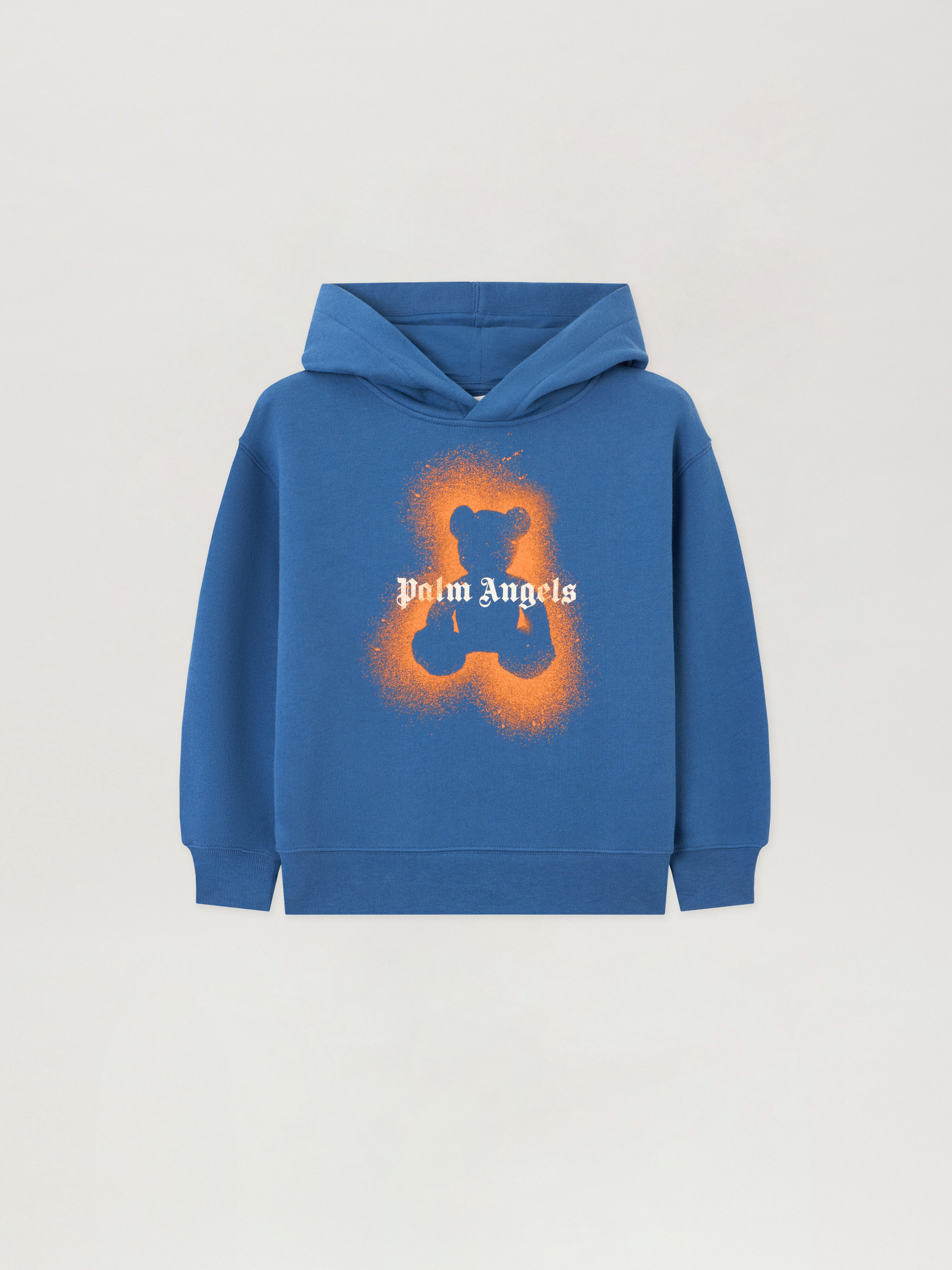 PALM ANGELS Spray Bear Hoodie BLU/BLUE PBBB012S26FLE006