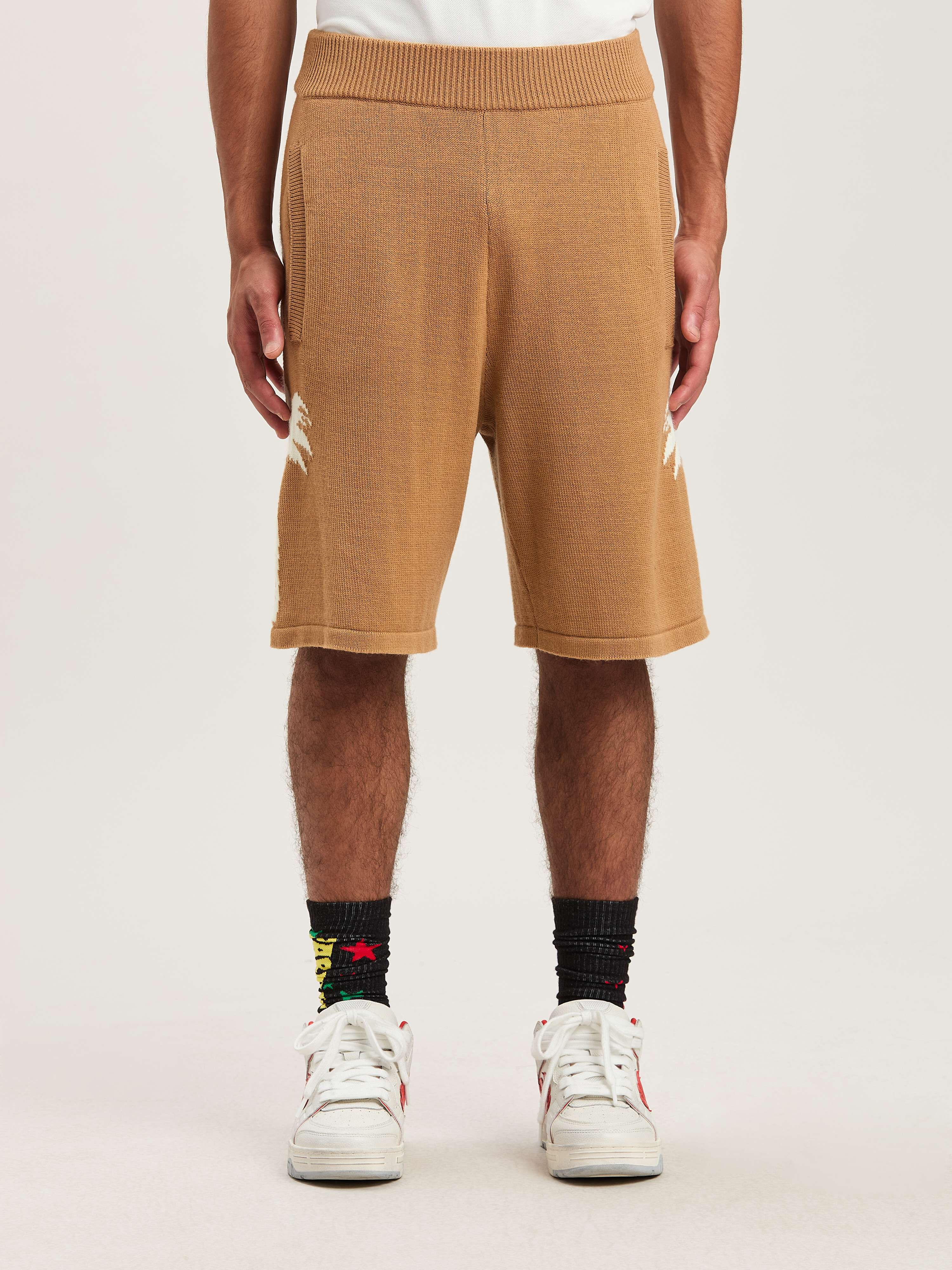 PALM ANGELS  Palm Inlay knit shorts BEIGE - OFF WHITE PMHM012S25KNI002