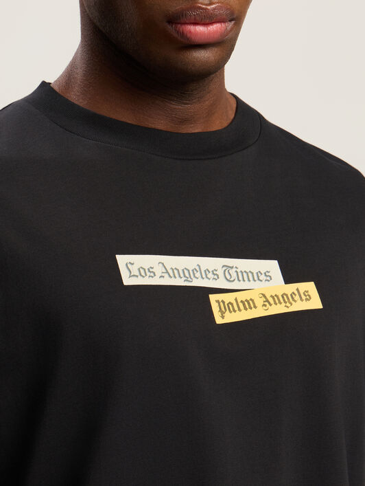 PALM ANGELS Paxlatimes Reg T-Shirt BLACK - MULTICOLOR PMAA109F25JER004