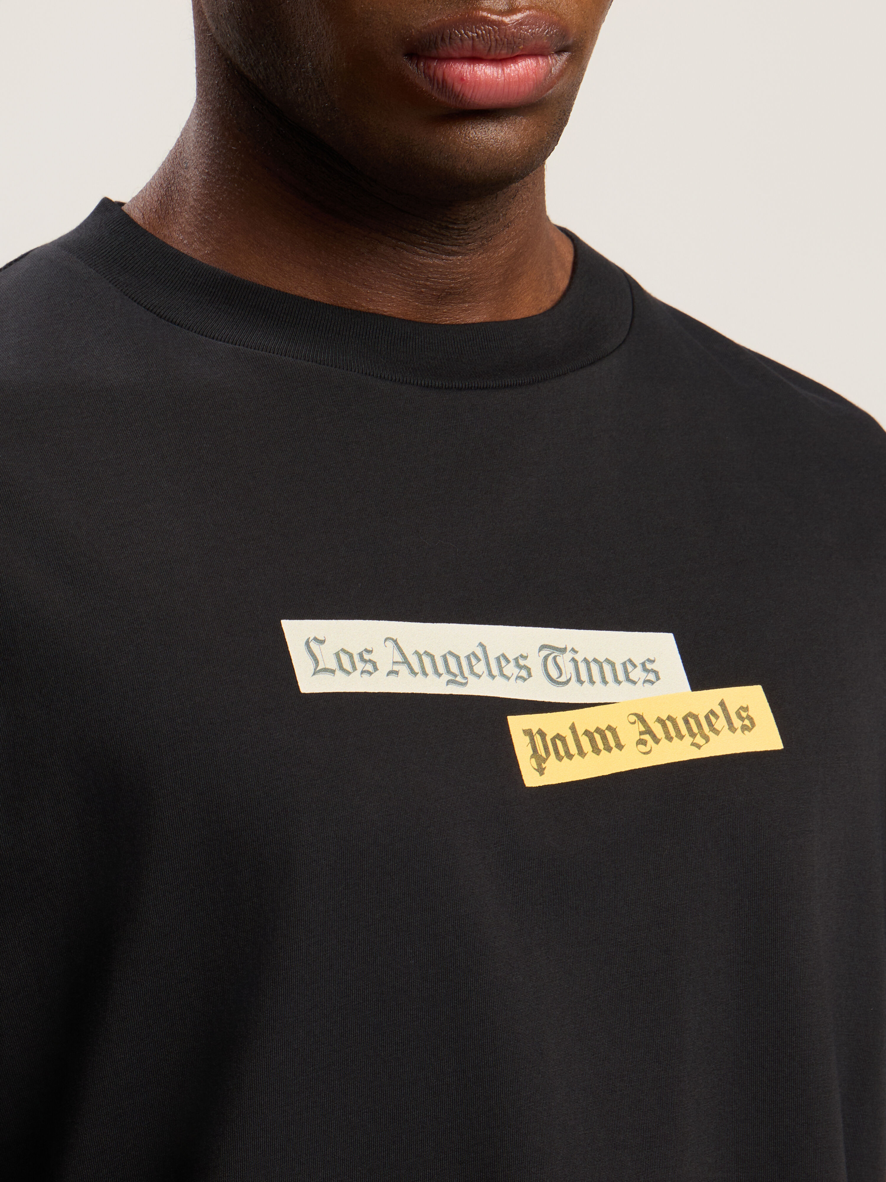 PALM ANGELS Paxlatimes Reg T-Shirt BLACK - MULTICOLOR PMAA109F25JER004