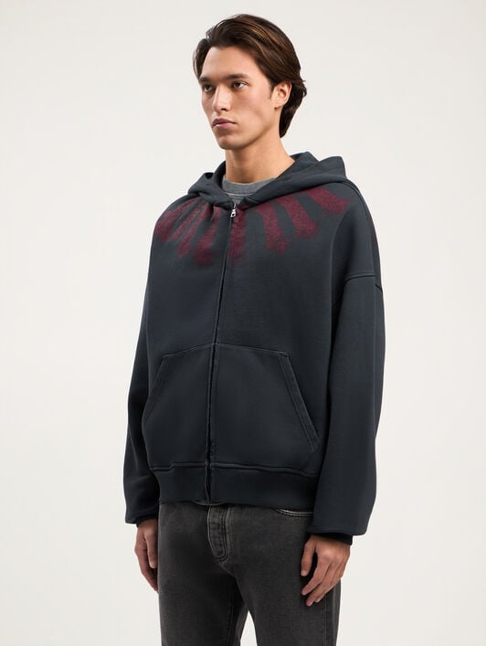 PALM ANGELS Big Neck Logo Zip Hoody BLACK BURGUNDY PMBE02FS26FLE001