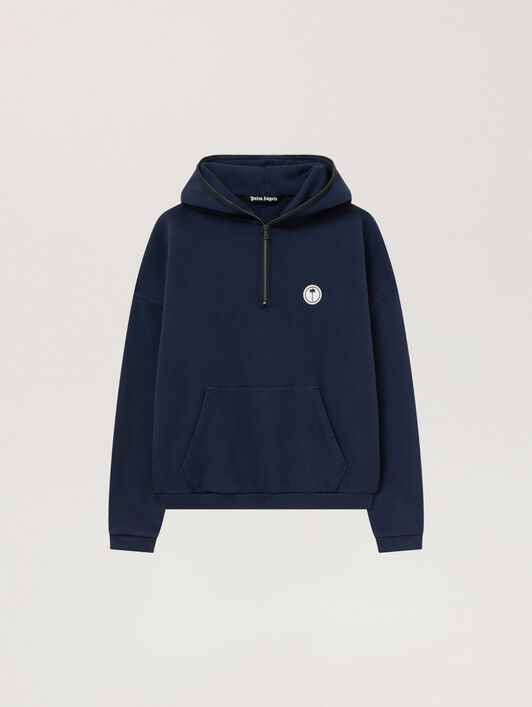 PALM ANGELS Palm Deco Loose Hoodie NAVY BLUE - OFF WHITE PAMBB08W26FL01