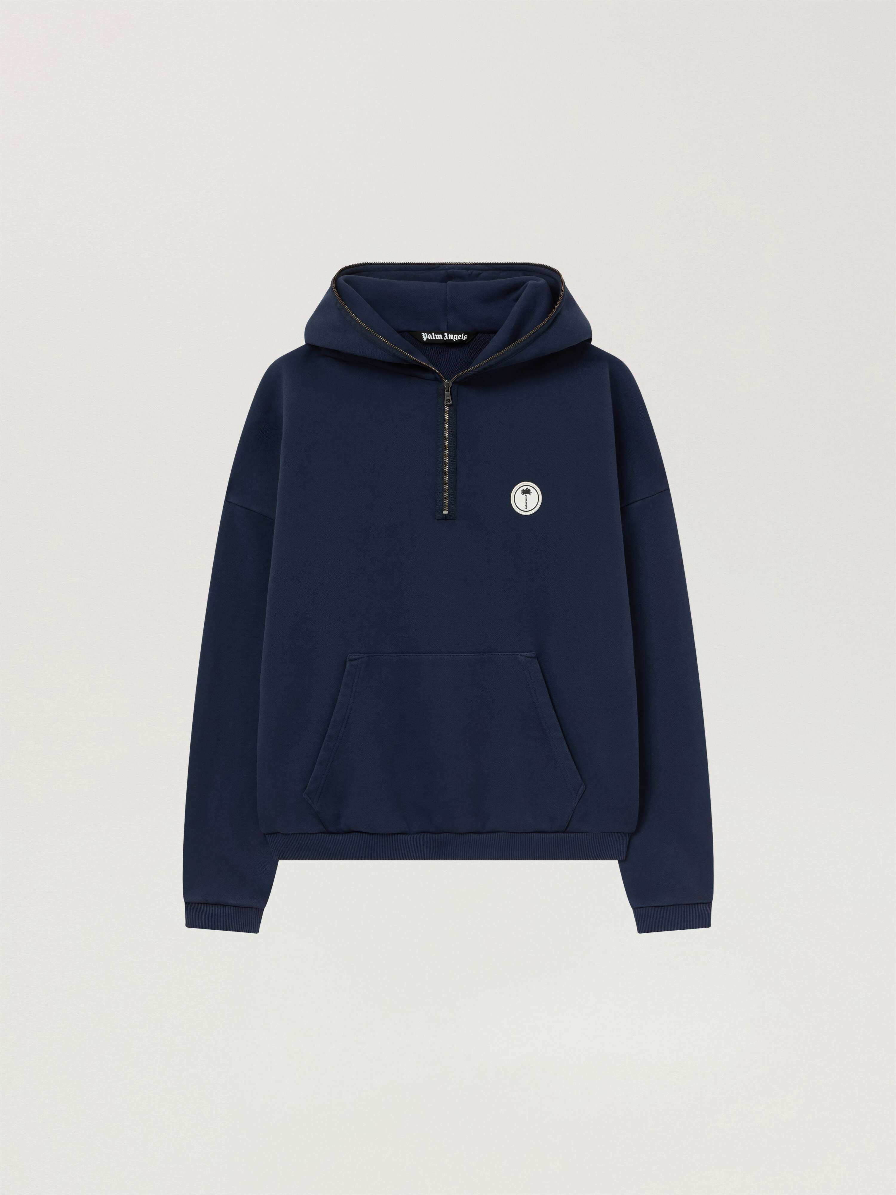 PALM ANGELS Palm Deco Loose Hoodie NAVY BLUE - OFF WHITE PAMBB08W26FL01