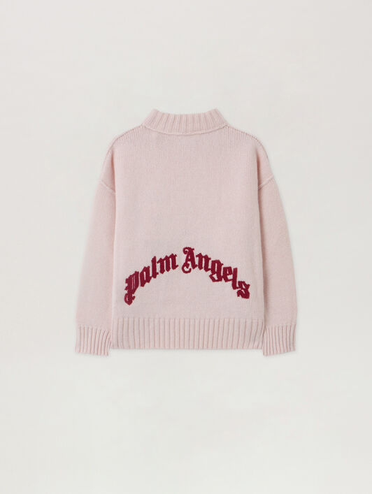 Curved Logo Knit Crewneck PALM ANGELS Curved Logo Knit Crewneck ROSE PINK - BRICK RED PGHE002F25KNI002