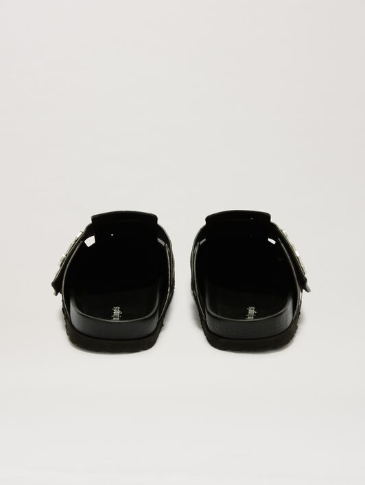 PALM ANGELS  Monogram Mule BLACK PMIJ00AS25LEA001