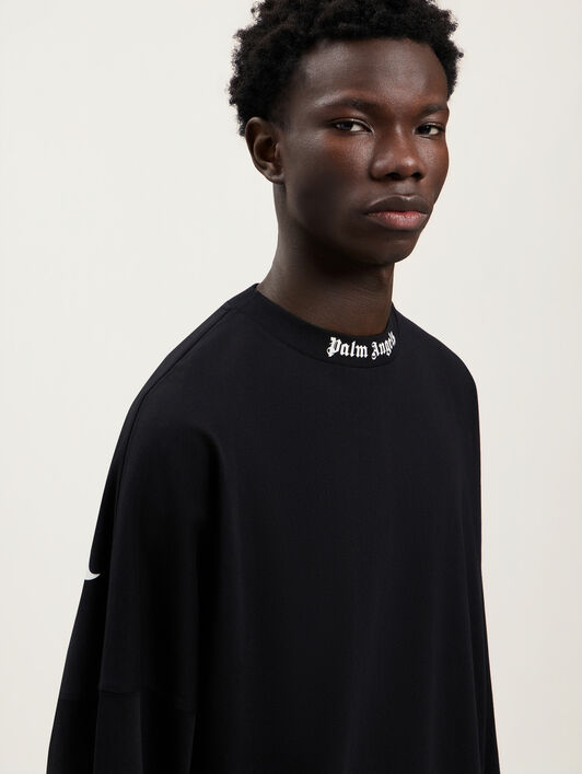 PALM ANGELS Classic Logo Long-Sleeved Over T-Shirt BLACK OFF WHITE PMAB059S26JER001