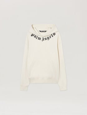 PALM ANGELS Neck Logo Hoodie OFF WHITE BLACK PMBB17DS26FLE007
