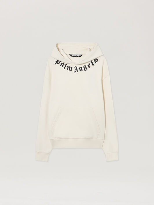 PALM ANGELS Neck Logo Hoodie OFF WHITE BLACK PMBB17DS26FLE007