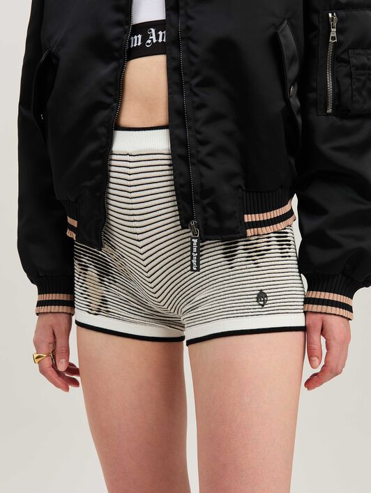PALM ANGELS  Palms jacquared knit shorts OFF WHITE - BLACK PWHM016S25KNI001