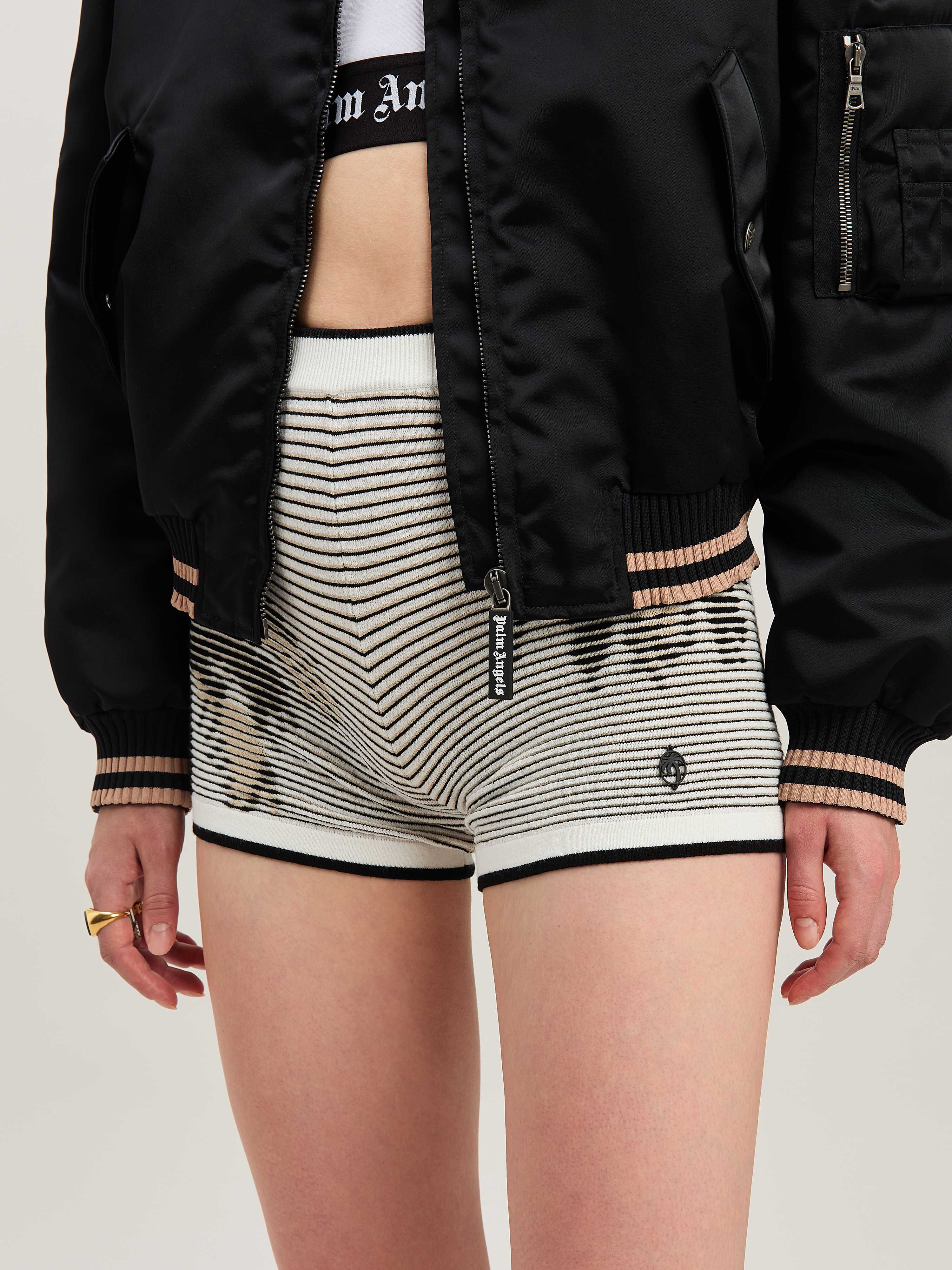 PALM ANGELS  Palms jacquared knit shorts OFF WHITE - BLACK PWHM016S25KNI001