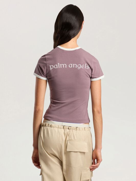 Lions Herald Slim T-Shirt PALM ANGELS Lions Herald Slim T-Shirt MAUVE - OFF WHITE PAWAA04F26JR02