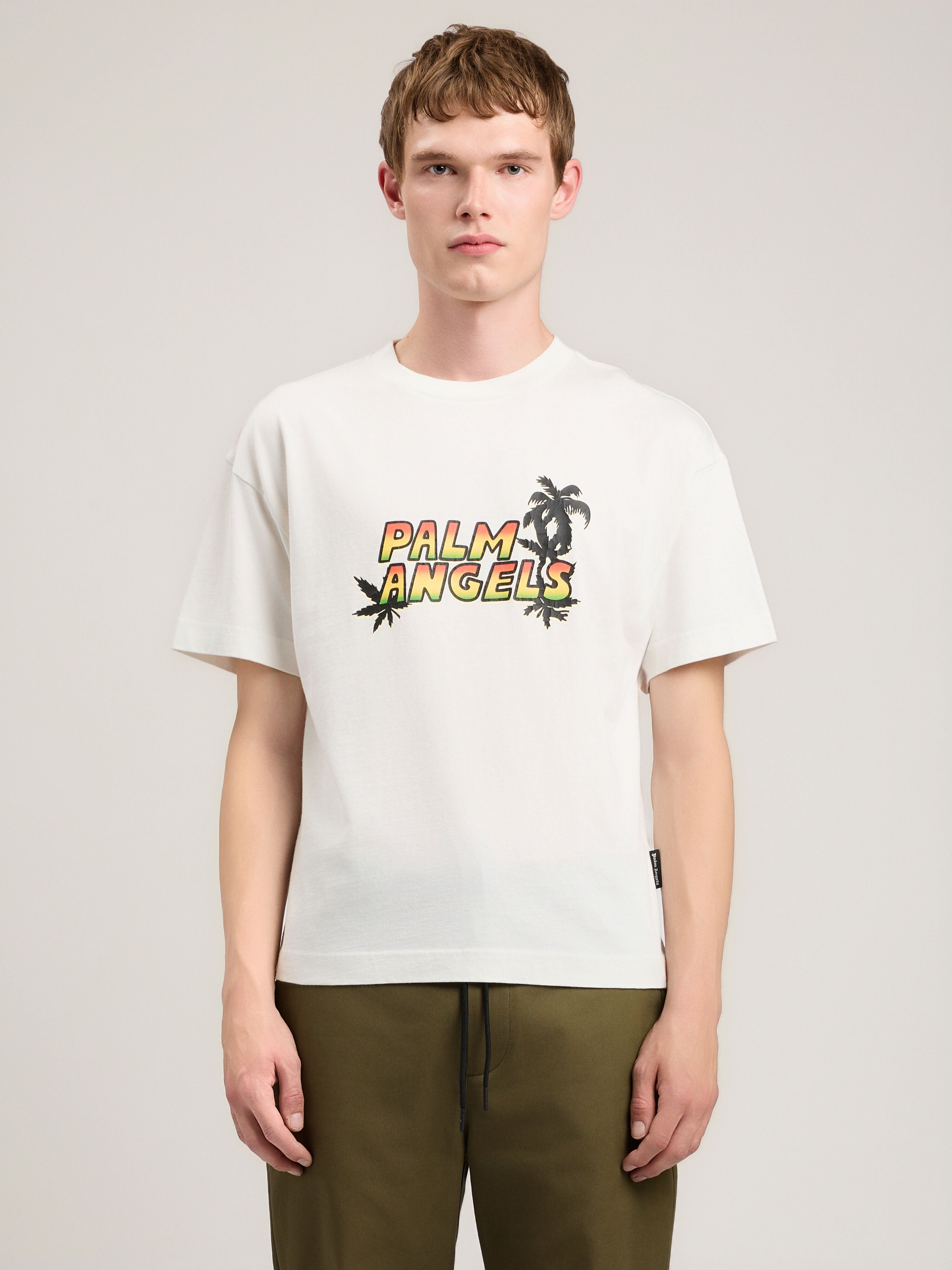 PALM ANGELS Palm Sunset T-Shirt OFF WHITE MULTICOLOR PMAA109S26JER00C