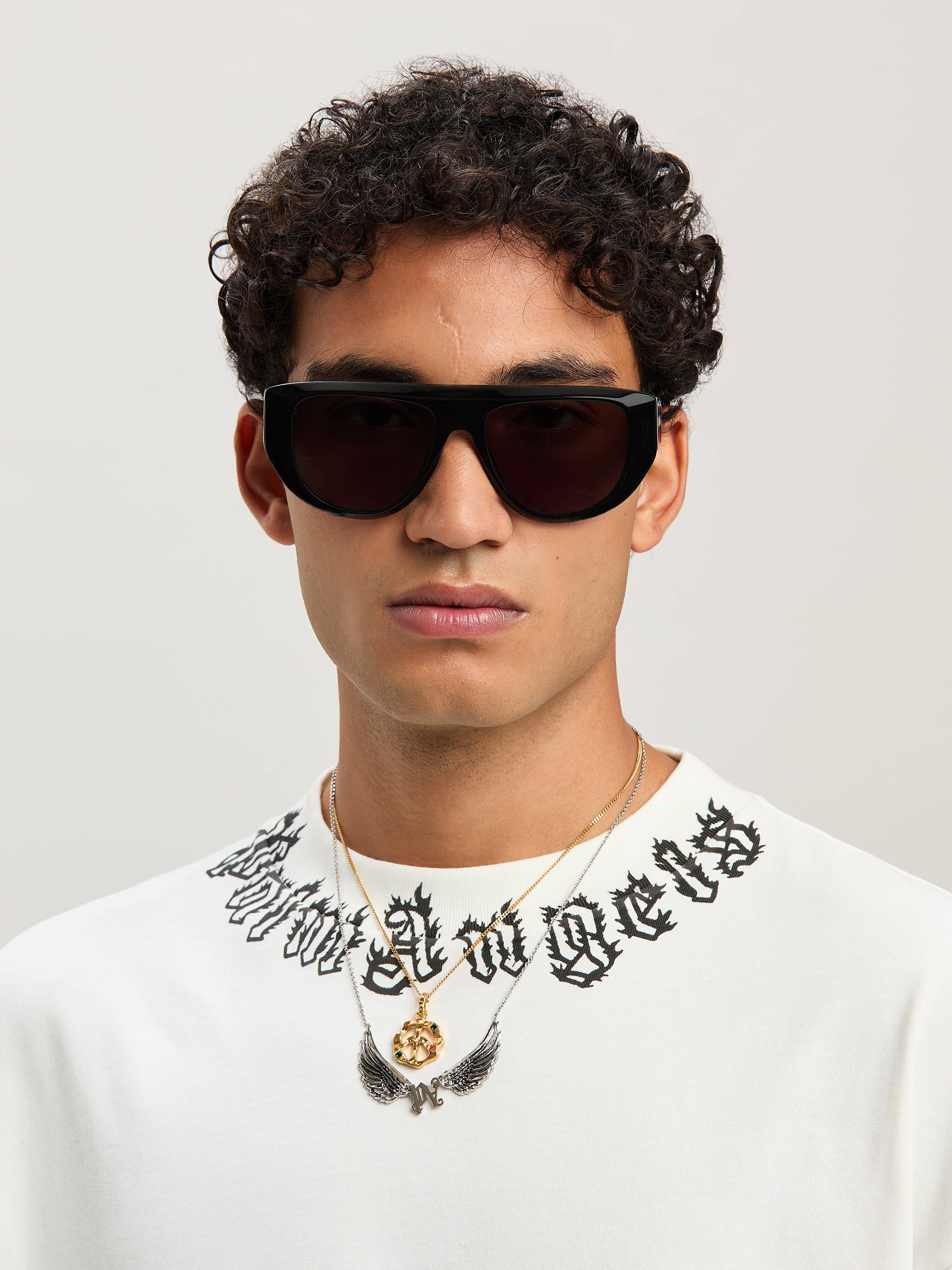 PALM ANGELS  Flame logo T-shirt OFF WHITE - BLACK PMAA001S25JER002