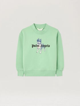 PALM ANGELS Palm Dog Crewneck VERDE/GREEN PBBA012S26FLE009