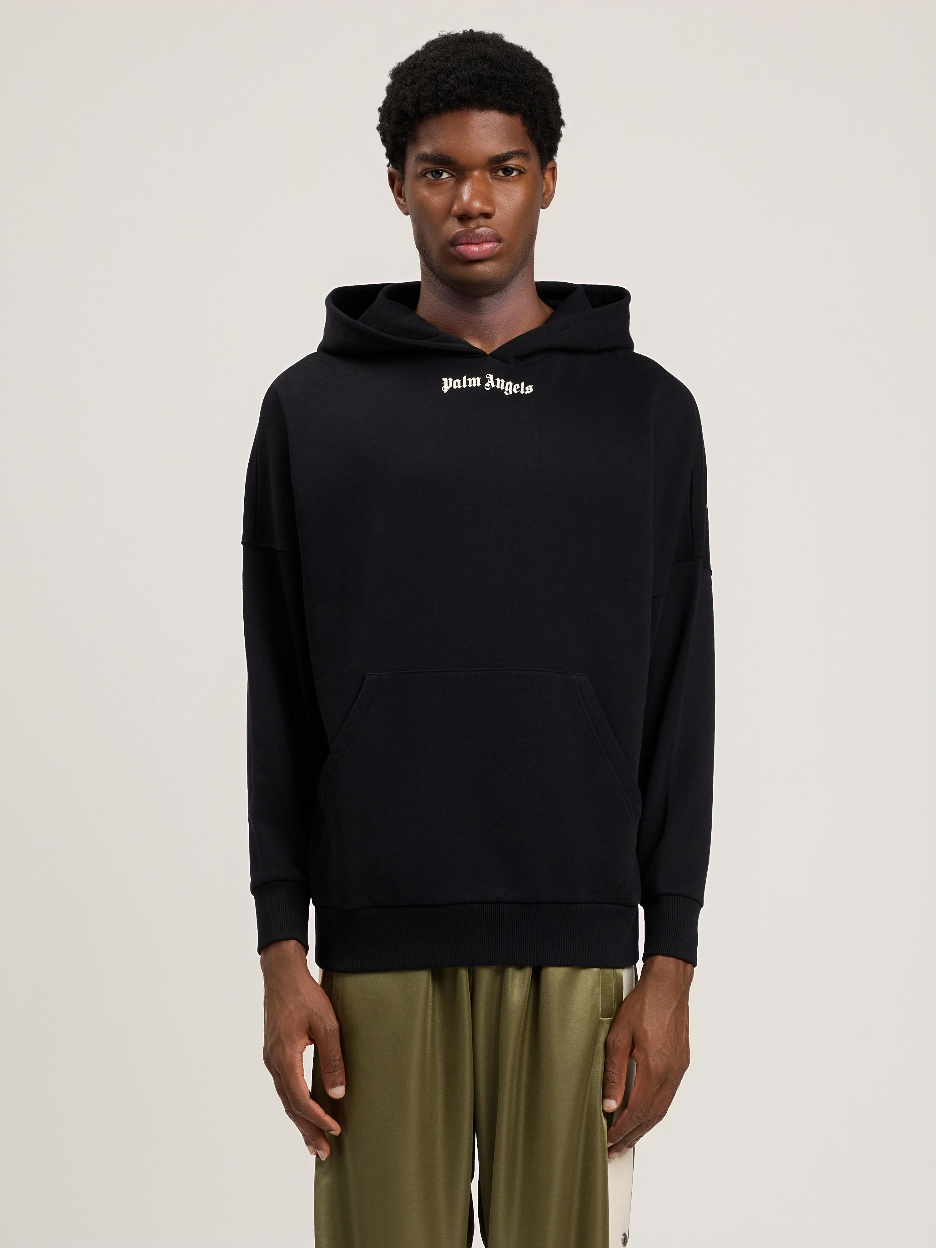 Classic Logo Over Hoodie in BLACK OFF WHITE for Men | Palm Angels®