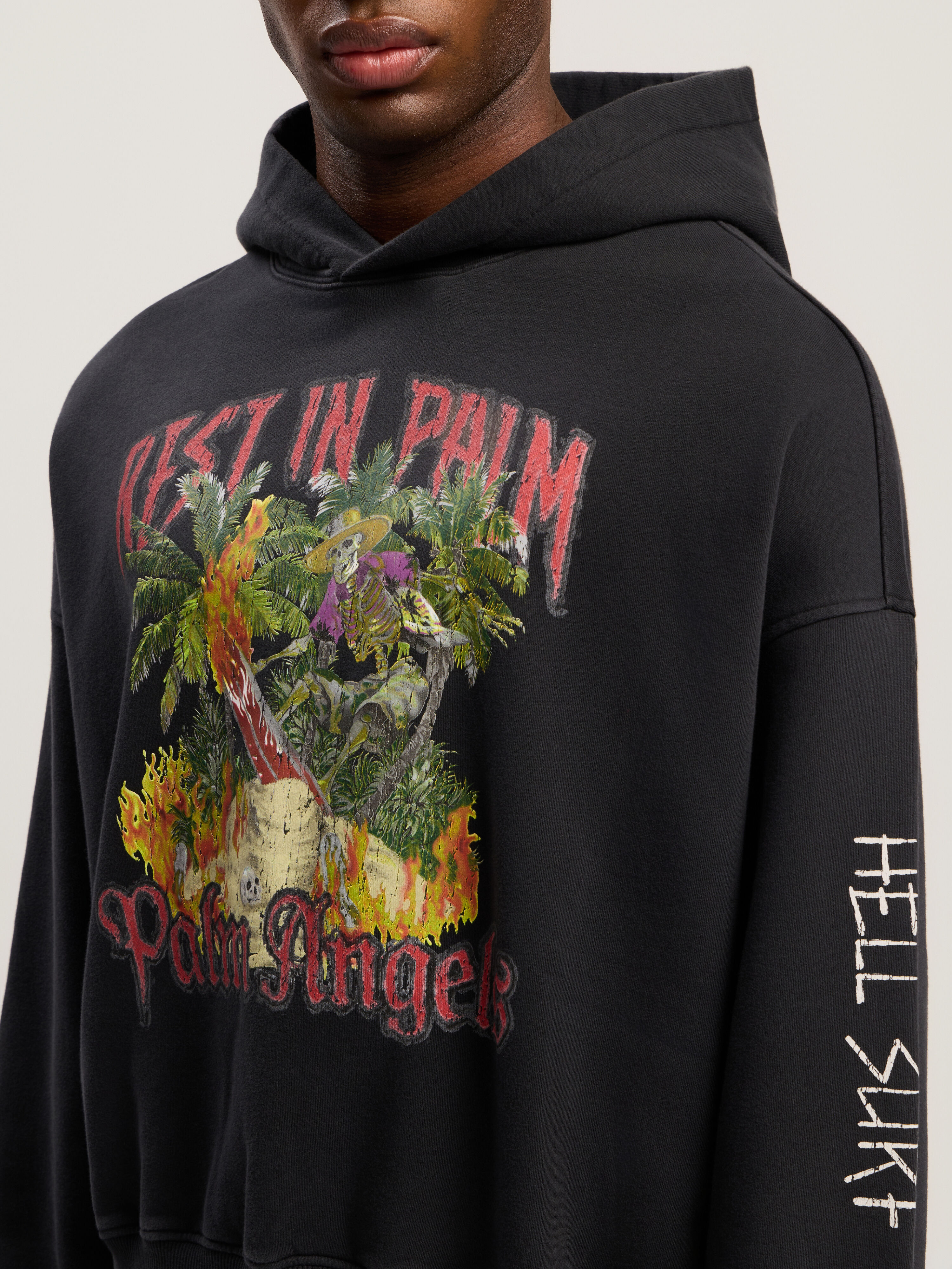PALM ANGELS Rest In Palm Loose Hoodie BLACK - MULTICOLOR PMBB17IF25FLE001