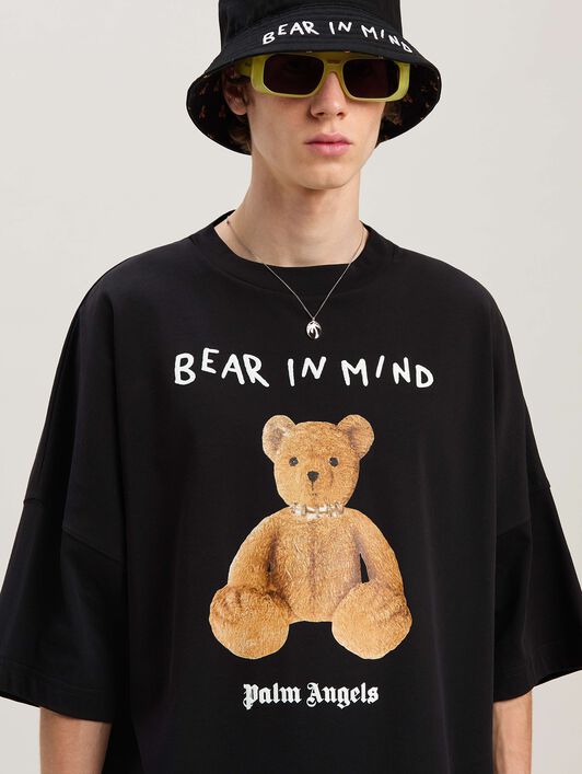 PALM ANGELS  Bear in Mind Over T-shirt BLACK - BROWN PMAA002S25JER002